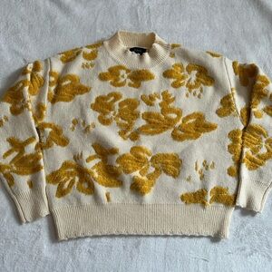 Vici Cream and Gold Floral Sweater